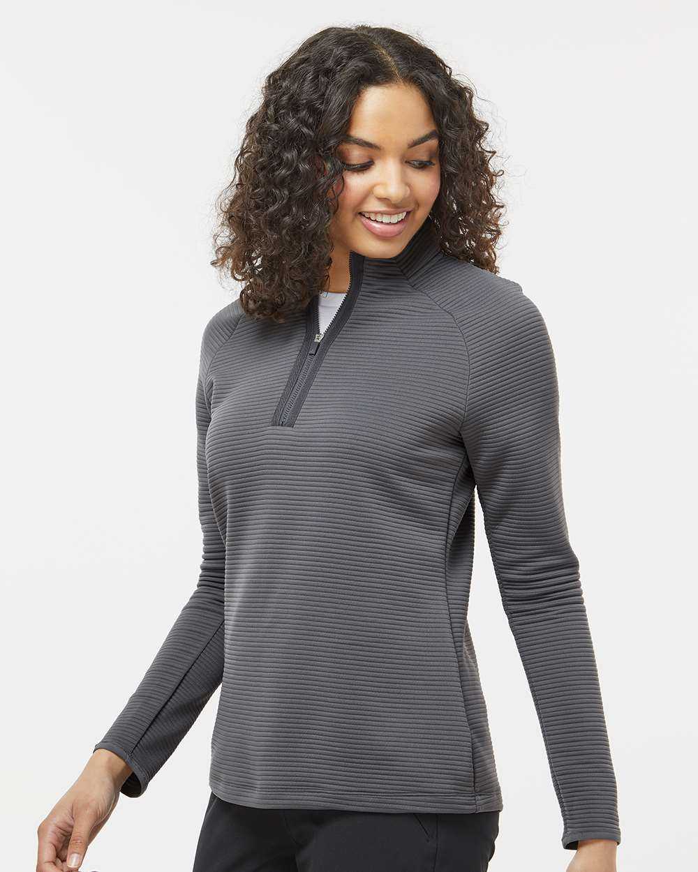 Adidas A589 Women&#39;s Spacer Quarter-Zip Pullover - Gray Five - HIT a Double - 2