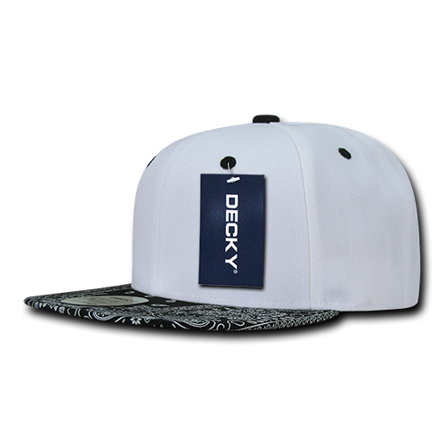 Decky 1093 Bandanna Snapback Cap - White Black