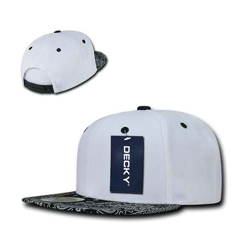 Decky 1093 Bandanna Snapback Cap - White Black