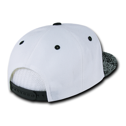 Decky 1093 Bandanna Snapback Cap - White Black
