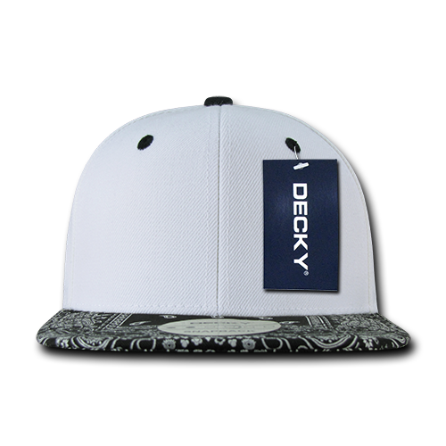 Decky 1093 Bandanna Snapback Cap - White Black