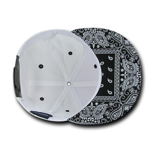 Decky 1093 Bandanna Snapback Cap - White Black