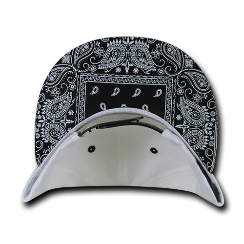 Decky 1093 Bandanna Snapback Cap - White Black