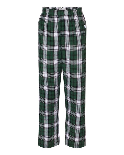 Boxercraft BY6624 Youth Flannel Pants - Green  White Plaid