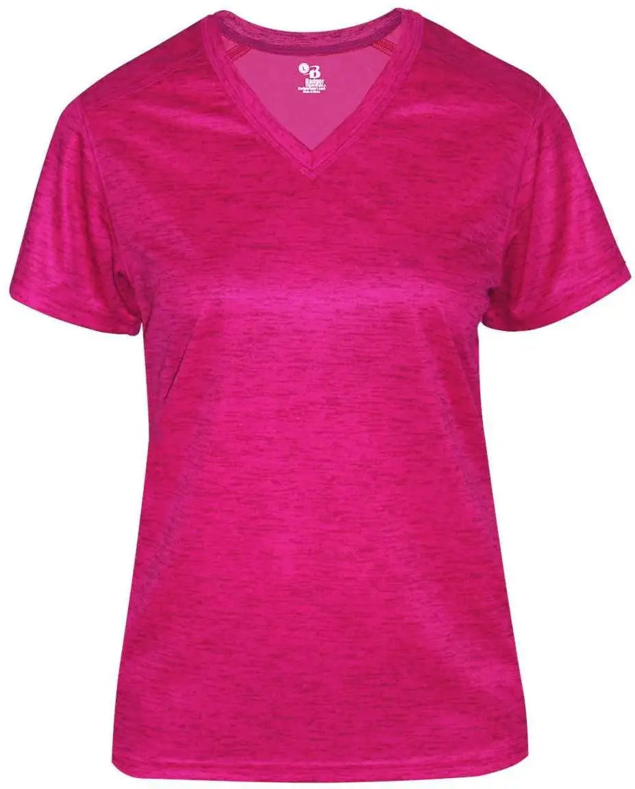 Badger Sport 4175 Tonal Blend Ladies V-neck Tee - Hot Pink