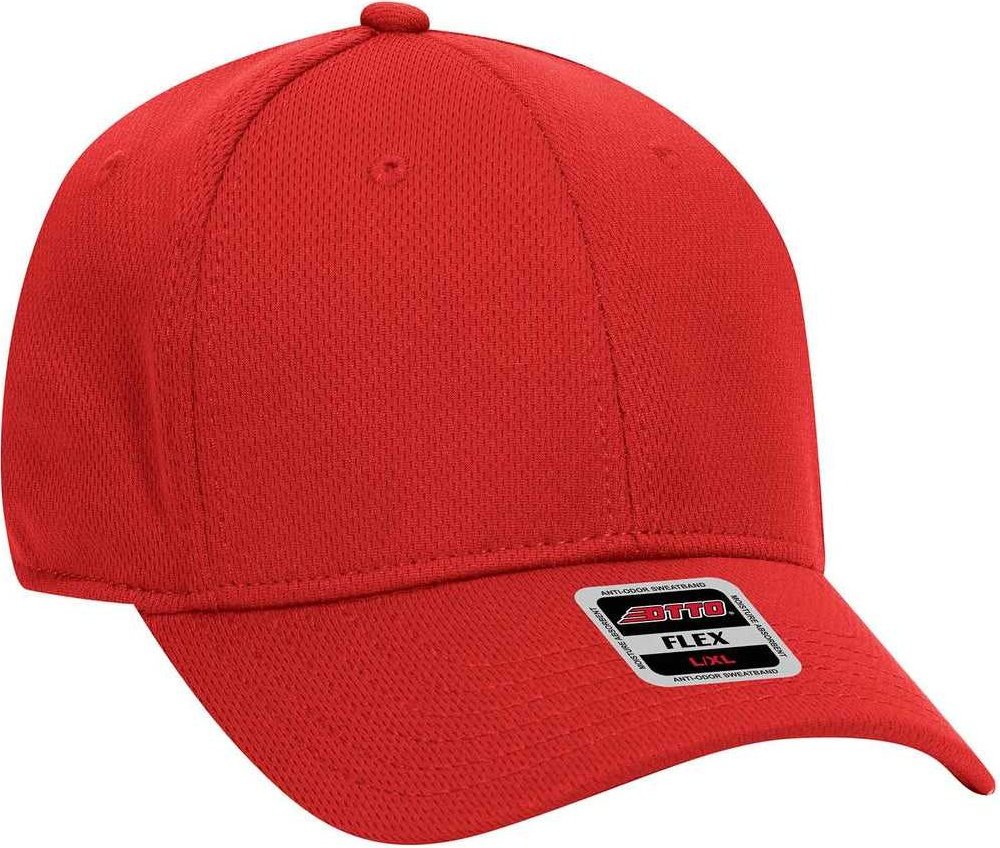 OTTO 11-1162 Cool Comfort Stretchable Polyester Cool Mesh Flex 6 Panel Low Profile Baseball Cap - Red - HIT a Double - 1