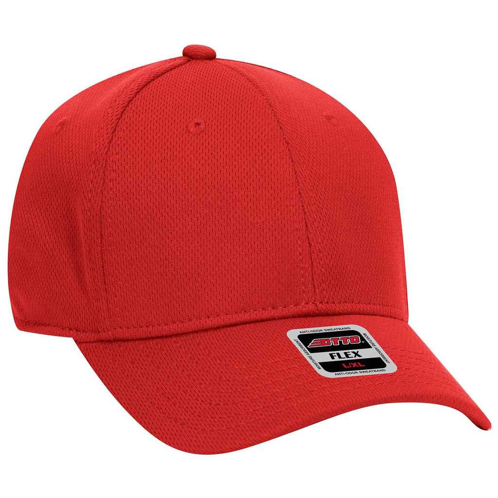 OTTO 11-1162 Cool Comfort Stretchable Polyester Cool Mesh Flex 6 Panel Low Profile Baseball Cap - Red - HIT a Double - 1