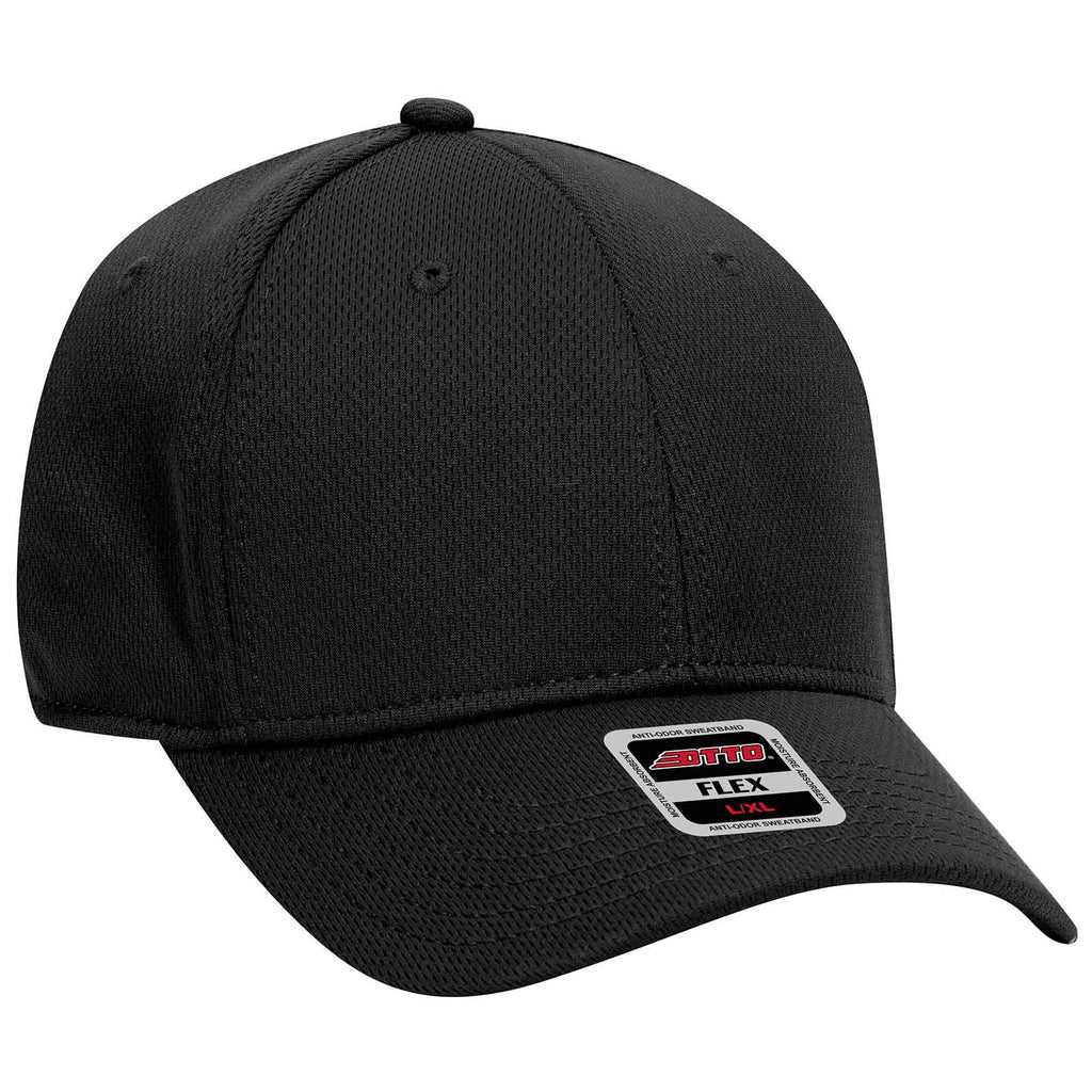 OTTO 11-1162 Cool Comfort Stretchable Polyester Cool Mesh Flex 6 Panel Low Profile Baseball Cap - Black - HIT a Double - 1