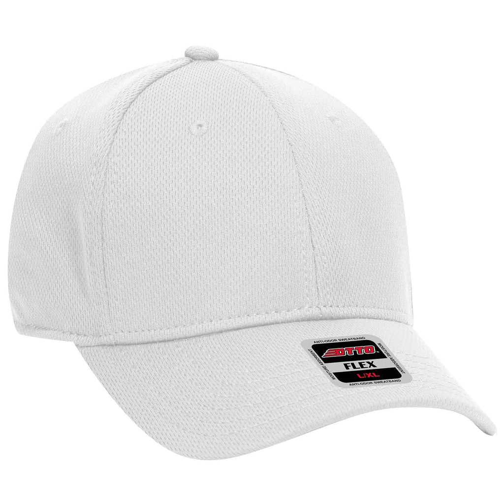 OTTO 11-1162 Cool Comfort Stretchable Polyester Cool Mesh Flex 6 Panel Low Profile Baseball Cap - White - HIT a Double - 1