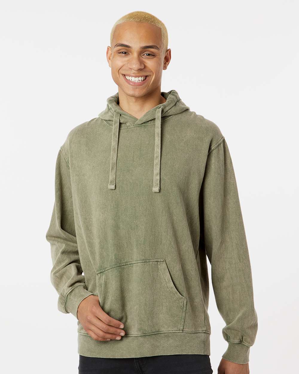 Dyenomite 854mw Premium Fleece Mineral Wash Hooded Sweatshirt - Kale
