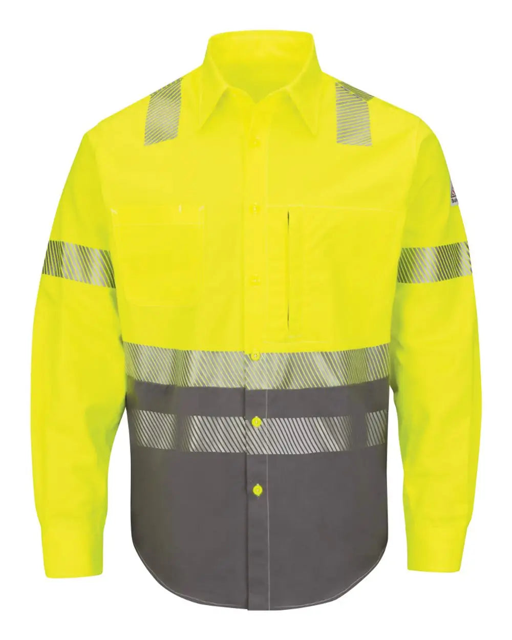 Bulwark Slb4ht Hi-visibility Color Block Uniform Shirt - Excel Fr® Comfortouch® - 7 Oz. - Tall Sizes - Yellow / Mt