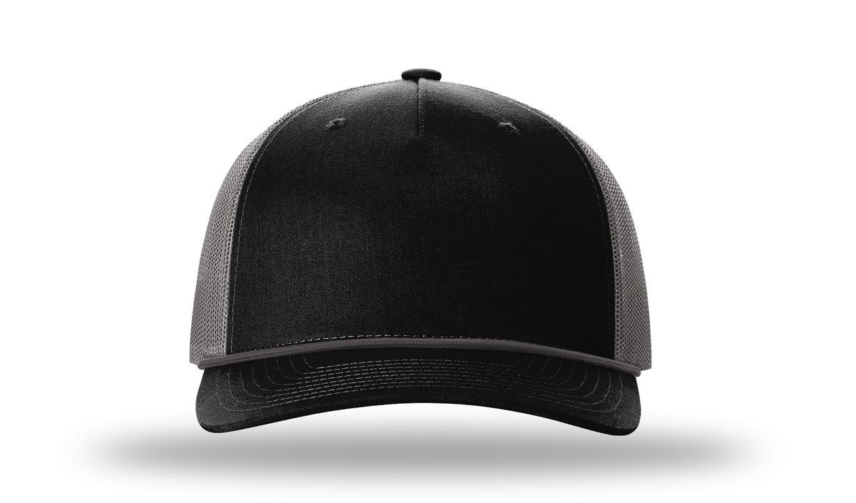 Richardson 112FPR 5 Panel Rope Trucker Caps - Black Charcoal Charcoal Rope