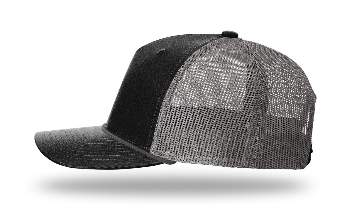Richardson 112FPR 5 Panel Rope Trucker Caps - Black Charcoal Charcoal Rope