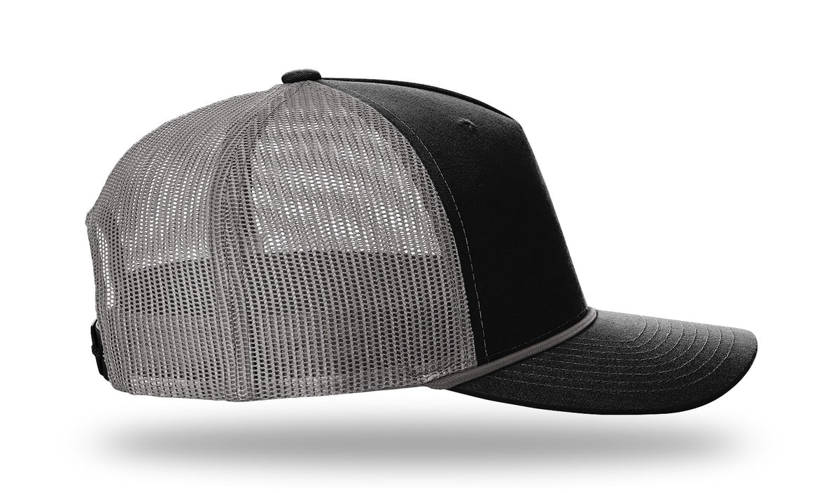 Richardson 112FPR 5 Panel Rope Trucker Caps - Black Charcoal Charcoal Rope