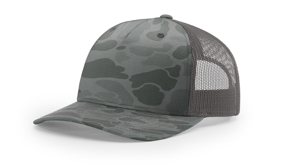 Richardson 112PFP Printed Five Panel Trucker Cap - Riverstone Duck Camo Charcoal