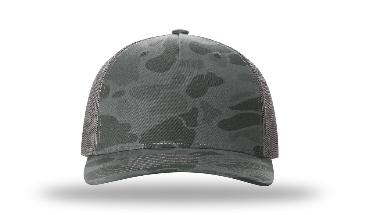 Richardson 112PFP Printed Five Panel Trucker Cap - Riverstone Duck Camo Charcoal