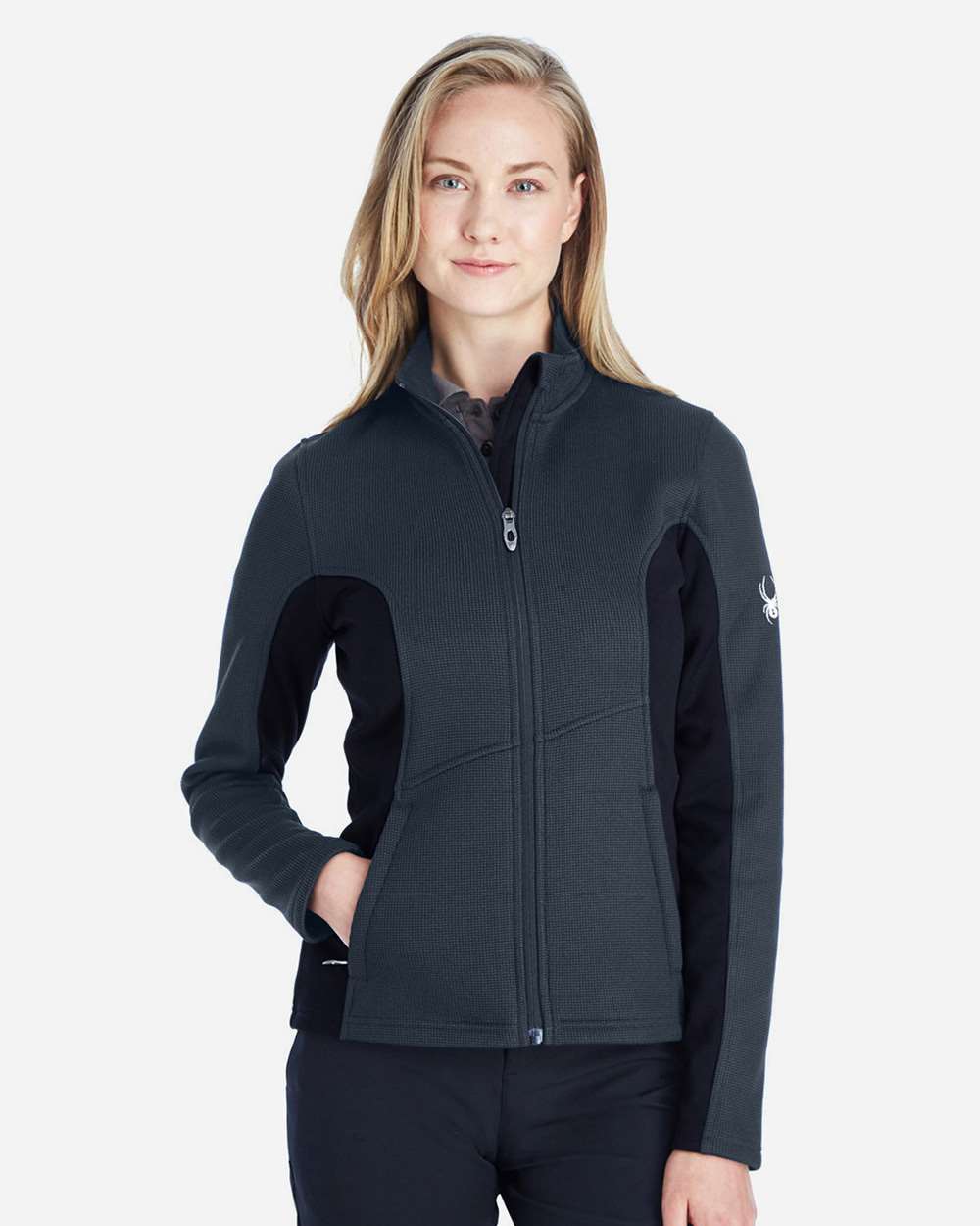 Spyder 187335 Women's Constant Full-Zip Sweater Fleece Jacket - Frontier  Black  White
