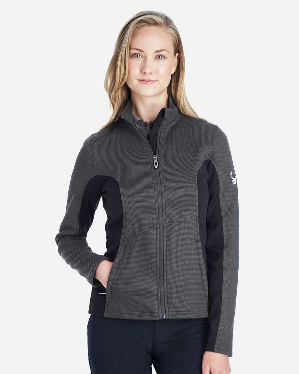 Spyder 187335 Women's Constant Full-Zip Sweater Fleece Jacket - Polar  Black  White