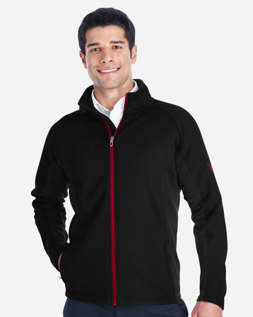 Spyder 187330 Constant Full-Zip Sweater Fleece Jacket - Black  Red