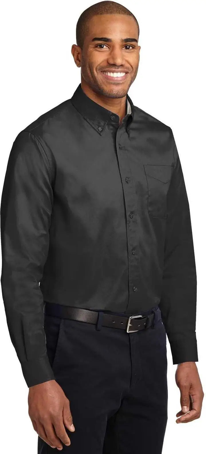 Port Authority S608 Long Sleeve Easy Care Shirt - Black Light Stone