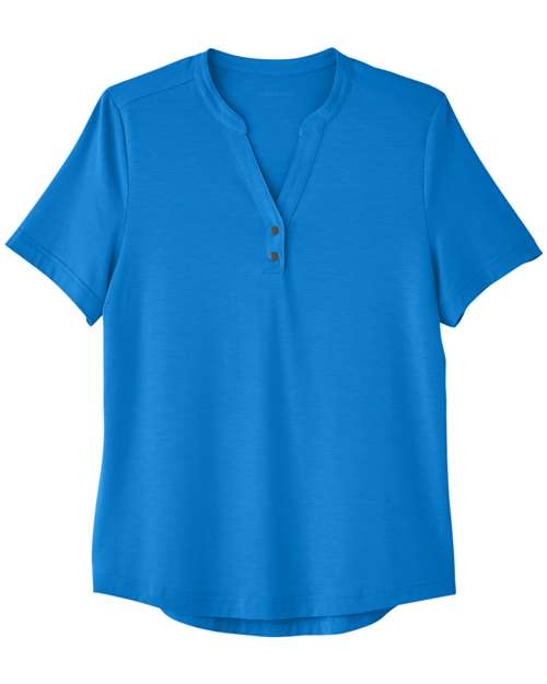 North End NE100W Women's JAQ Snap-Up Stretch Performance Polo - Light Nautical Blue