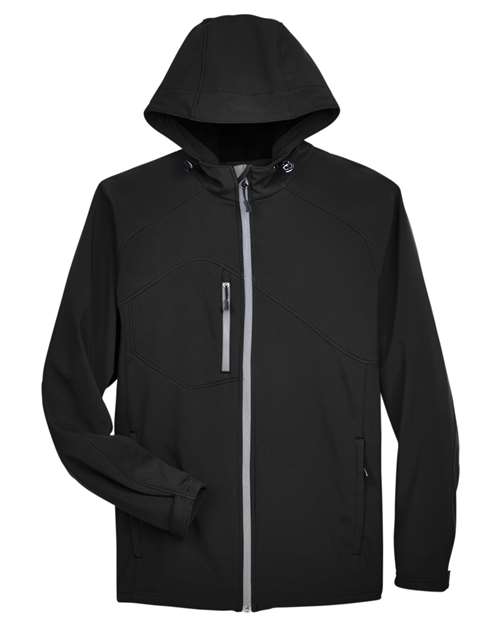 North End 88166 Men's Glacier Insulated Three-Layer Fleece Soft Shell Hood Jacket - Black