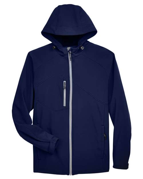 North End 88166 Men's Glacier Insulated Three-Layer Fleece Soft Shell Hood Jacket - Classic Navy