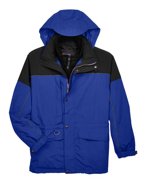 North End 88006 Men's 3-in-1 Two-Tone Parka - Royal Cobalt