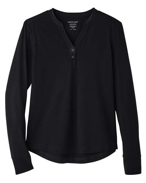 North End NE400W Women's JAQ Snap-Up Stretch Performance Pullover - Black
