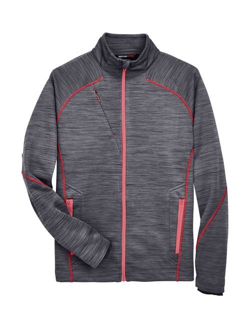 North End 88697 Men's Flux Mélange Bonded Fleece Jacket - Carbon  Olympic Red