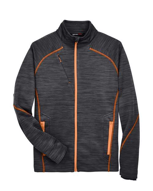 North End 88697 Men's Flux Mélange Bonded Fleece Jacket - Carbon  Orange Soda