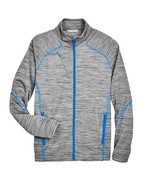 North End 88697 Men's Flux Mélange Bonded Fleece Jacket - Platinum  Olympic Blue