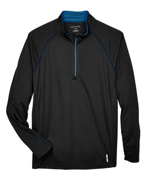 North End 88187 Men's Radar Performance Quarter-Zip Pullover - Black  True Royal