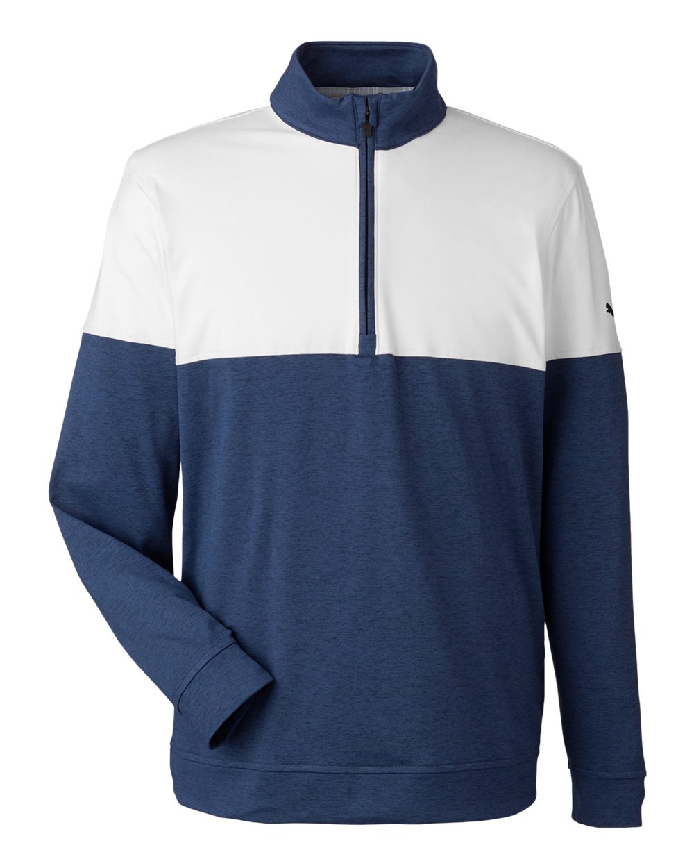 Puma Golf 595803 Cloudspun Warm Up Quarter-Zip Pullover - Peacoat  Bright White