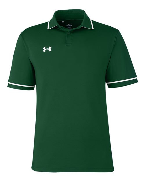 Under Armour 1376904 Tipped Teams Performance Polo - Forest Green  White