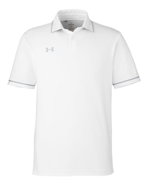 Under Armour 1376904 Tipped Teams Performance Polo - White  Mod Grey