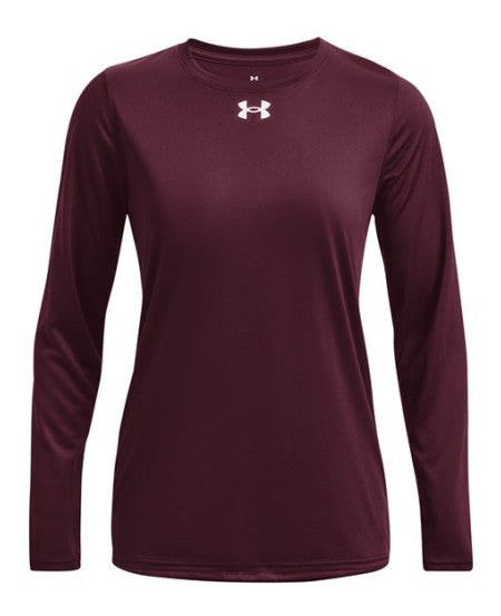 Under Armour 1376852 Women's Team Tech™ Long Sleeve T-Shirt - Maroon  White