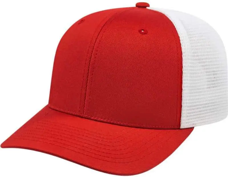 Cap America I8502 Flexfit 110 Trucker Mesh Back - Red White - one Size Fits Most