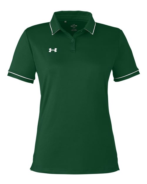Under Armour 1376905 Women's Tipped Teams Performance Polo - Forest Green  White