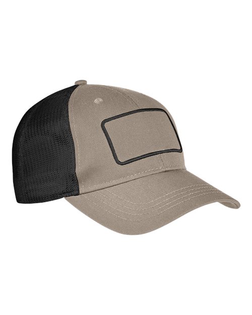 Big Accessories BA656T Patch Trucker Cap - Khaki  Black  Black