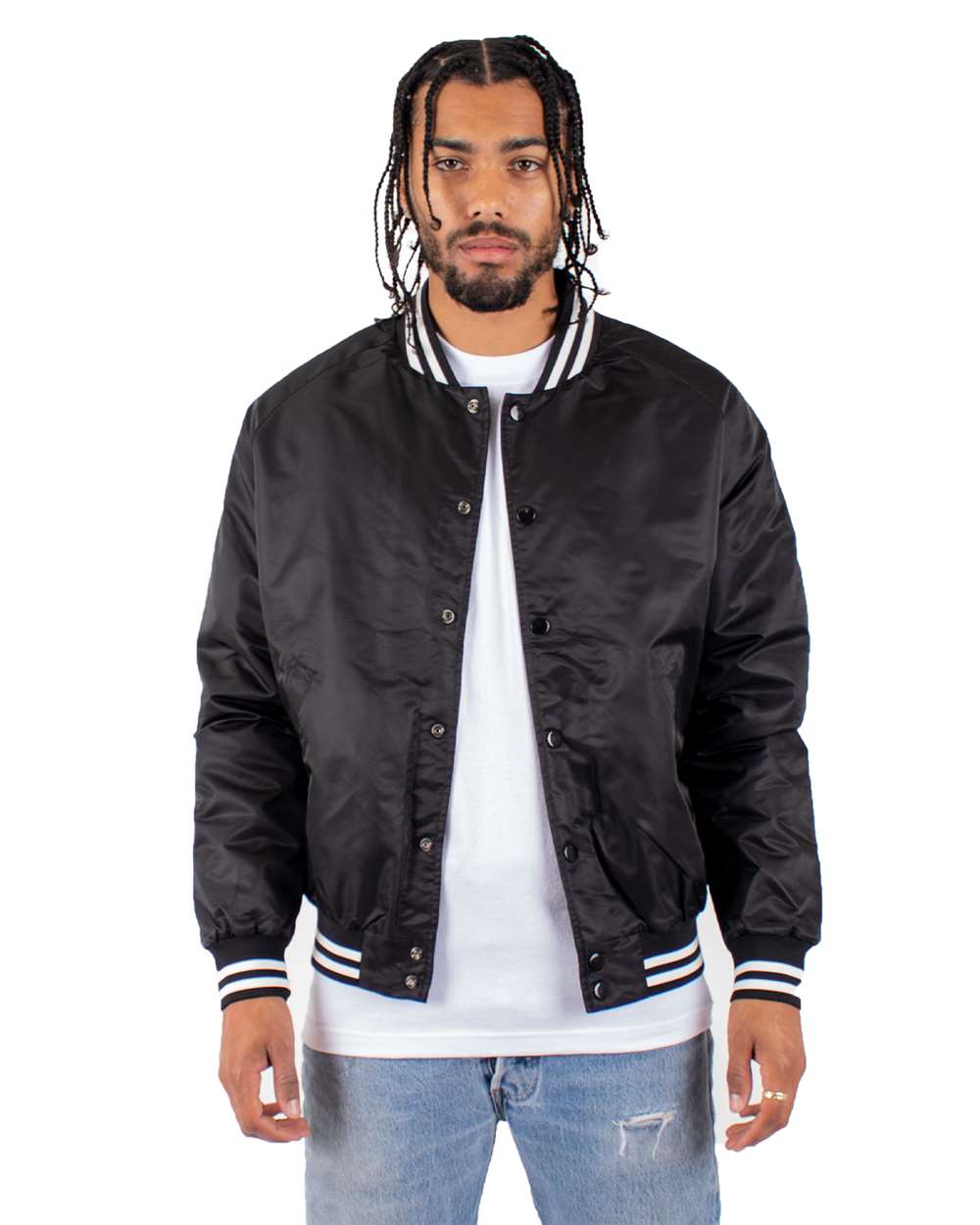 Shaka Wear SHVBJ Varsity Bomber Jacket - Black