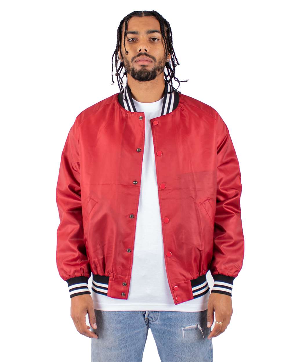 Shaka Wear SHVBJ Varsity Bomber Jacket - Red