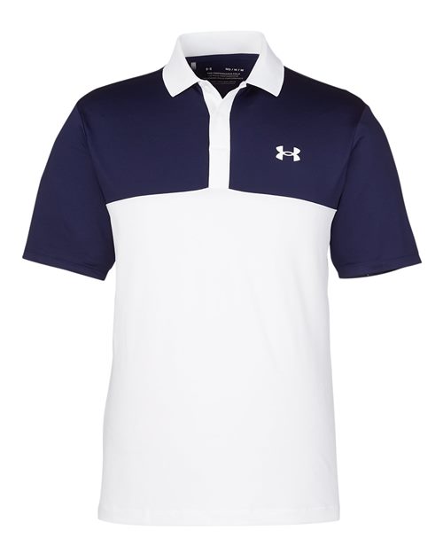 Under Armour 1377375 Performance 3.0 Colorblock Polo - White  Midnight Navy  White