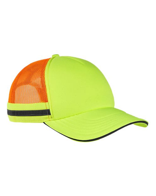 Big Accessories BA661 Safety Trucker Cap - Neon Yellow  Neon Orange
