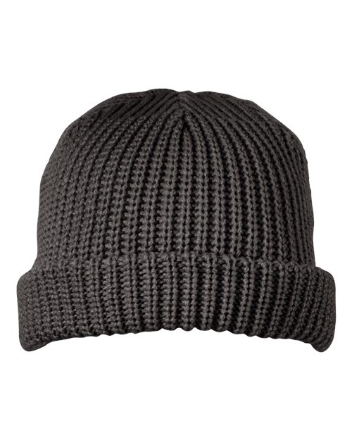 Big Accessories BA698 Dock Cuffed Beanie - Charcoal