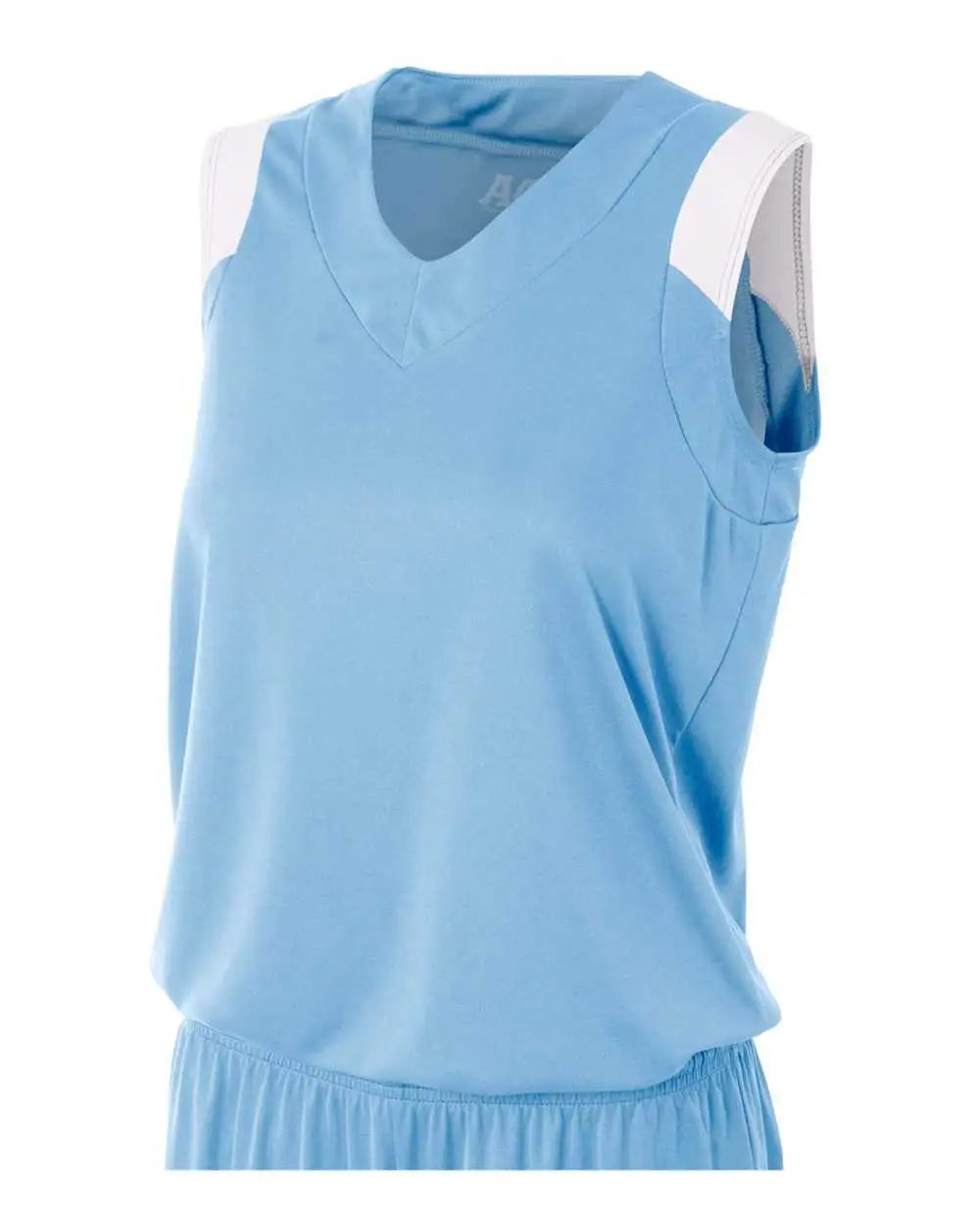 A4 Nw2340 Women’s Moisture Management V-neck Muscle - Light Blue White