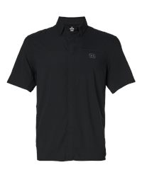 Under Armour 1383571 Men's Fish Pro Hybrid Woven Short Sleeve Shirt - Black/Castlerock - front