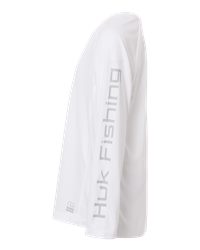 HUK H712L004 Youth Pursuit Long Sleeve T-Shirt - White - detail