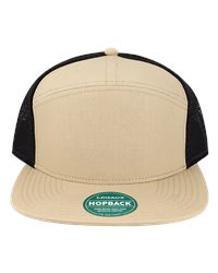 LEGACY H7FB Hopback Seven-Panel Trucker Cap - Khaki Ripstop/Black - front