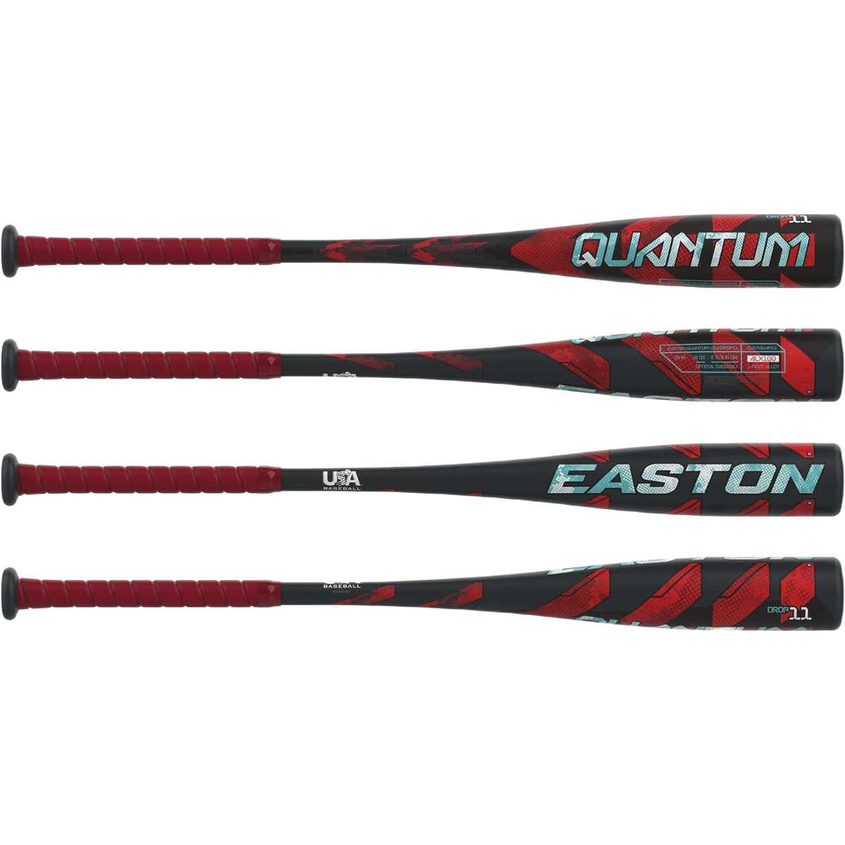 Easton 2024 Quantum -11 USA Approved Bat 2 5/8&quot; EUS4QUAN11 - Black Red - HIT a Double - 2